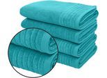 Duschtücher OTTO HOME "Sanremo Premium, Premium Handtücher, 600 gr/m², 70x140cm", blau (aqua), B:70cm L:140cm, Frottier, Frottier, Handtücher, Duschtücher, mit Bordüre, flauschig und weich, dicke Qualität, 5 Jahre Garantie