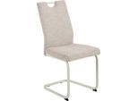 Freischwinger HELA "TIVOLI", beige (creme, perlweiß, perlweiß, creme), B:43,5cm H:97cm T:60,5cm, Metall, Polyester, Stoff, Stühle, Freischwinger, Freischwinger, Gestell Perlweiß, mit Griff, 140kg belastbar