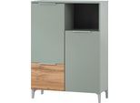 Midischrank SCHILDMEYER "Smilla, Midischrank, Made in Germany, B: 80,4 cm", grün (pistazie, eiche landhausfarben), B:80,4cm H:109,6cm T:31,9cm, FSC-zertifizierter Holzwerkstoff, Schränke, Midischrank, Solide Verarbeitung - Dieses Produkt ist in Deutschland gefertigt