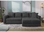 Ecksofa JOCKENHÖFER GRUPPE "Kampen L-Form, B: 288 cm, Liegefl. 153x245 cm", grau (dunkelgrau), B:288cm T:130cm, Korpus: 100% Polyester;Kissen: 100% Polyester, Sofas, Ecksofa, mit Bettfunktion, Bettkasten & Zierkissen, Federkern