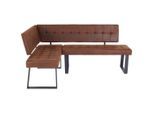 Livetastic Eckbank, Braun, Metall, Textil, 3-Sitzer, nur wie online abgebildet bestellbar, 134x185 cm, Esszimmer, Bänke, Eckbänke