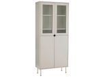 Xora Vitrine, Seidengrau, Metall, Glas, Holzwerkstoff, 4 Fächer, 80x186x35 cm, Typenauswahl, Wohnzimmer, Wohnwände, Vitrinenschränke