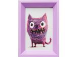 Bild mit Rahmen KARE DESIGN "Gerahmtes Bild Mad Cat 13x18cm", farbe bild(er): violett, B:13cm H:18cm T:3,5cm, Papier, Polyester, Polyresin, Bilder