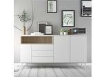 Sideboard HOME AFFAIRE "Roommers, Anrichte, Kommode, Stauraum, modern, praktisch", weiß (weiß, eiche struktur), B:175,7cm H:89,8cm T:48,3cm, Holzwerkstoff, Sideboards, Sideboard, 3 Schubladen, 2 Schränke, 1 offenes Fach, B: 176 cm, H: 90 cm