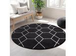 Muratap Trellis uni rond effen laagpolig vloerkleed modern 200 cm rond