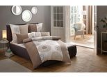 Bettwäsche OTTO HOME "Cison in Gr. 135x200 oder 155x220 cm", grau (taupe), B/L: 155cm x 220cm, 1 Stk., 1 Stk., Biber, B/L: 80cm x 80cm, 2, Biber, Obermaterial: 100% Baumwolle, Bettwäsche, Bettwäsche, florale Bettwäsche aus Baumwolle