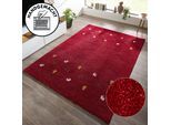 Wollteppich THEKO "Gabbeh Motiv, Handgefertigt, Teppich, Tiermotiv, reine Wolle" Gr. 3, rot (bordeaux), B:120cm H:14mm L:180cm, Wolle, Teppiche, Wollteppich, reine Wolle, Wohnzimmer, Schlafzimmer, Esszimmer