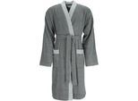 Herrenbademantel ESPRIT "Double Stripe, ideal für Sauna & Spa, Hotelbademantel, Morgenmantel" Gr. M, grau (anthrazit), L:116cm, Webfrottier, Hausmäntel, Herrenbademantel, Doubleface Kimonomantel