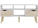 TV-Board HOME AFFAIRE "Oslo, TV-Möbel, Fernsehtisch, TV-Unit, Media-Möbel", weiß (weiß, eiche struktur), B:117,2cm H:57,6cm T:39,1cm, Holzwerkstoff, Sideboards, TV-Board, TV-Kommode mit 2 Schubladen,4 Fächern, Breite 117 cm, Höhe 57 cm
