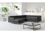 Wohnlandschaft COTTA "Sammy U-Form, B: 304 cm", schwarz, B:304cm H:74cm T:240cm, NaturLEDER, die Rückseite ist mit schwarzem und die Liegefläche der Bettfunktion ist mit beigem Spannstoff bezogen, Sofas, Wohnlandschaft, Kopfteilverstellung, optional Bettfunktion & Bettkasten