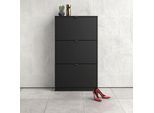 Schuhschrank HOME AFFAIRE "Shoes Schuhaufbewahrung, Schuhkommode, Schuhregal", schwarz (schwarz, matt), B:70,3cm H:123,6cm T:24,05cm, FSC-zertifizierter Holzwerkstoff, Schränke, Schuhschrank, mit drei Klappen, 2 Böden, Höhe 123 cm, ca. 18 Paar Schuhe
