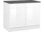 Unterschrank KOCHSTATION "KS-Virginia,neu in verbesserter Ausführung", weiß (weiß hochglanz, anthrazit), B:100cm H:85cm T:60cm, Holzwerkstoff, MDF, Schränke, Unterschrank, Breite 100 cm, 2 Türen, Soft-Close-Funktion