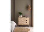 Kommode HOME AFFAIRE "Ry Aufbewahrung, Schubladenschrank, Stauraum", braun (jackson hick), B:101,8cm H:94,8cm T:40,1cm, Holzwerkstoff, Sideboards, Kommode, Sideboard mit 6 Schubladen, Breite 102 cm, Höhe 95 cm, Massivholzbeine