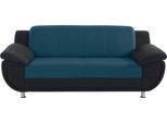 3-Sitzer TRENDMANUFAKTUR "Rondo 3, zeitlos und modern, bequem, Materialmix, Breite 207cm", schwarz (schwarz, petrol), B:207cm H:85cm T:94cm, Luxus-Microfaser ALCAZAR (100% Polyester) / Feinstruktur (100% Polyester);Kunstleder SOFTLUX / Struktur (77% Polyester; 23% Polyacryl), Sofas, 3-Sitzer, wahlweise mit Federkern, extrabreite Armlehnen zum Relaxen