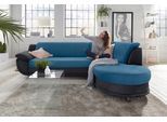 Ecksofa TRENDMANUFAKTUR "Rondo 3, zeitlos & bequem, Materialmix, L-Form, Breite 265cm", schwarz (schwarz, petrol), B:265cm H:85cm T:190cm, Kunstleder SOFTLUX / Struktur (77% Polyester; 23% Polyacryl);Luxus-Microfaser ALCAZAR (100% Polyester) / Feinstruktur (100% Polyester), Sofas, Ecksofa, wahlweise mit Federkern für mehr Komfort, wahlweise mit Bettfunktion