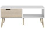 Couchtisch HOME AFFAIRE "Oslo, Beistelltisch, Sofatisch, Coffeetable, Wohnzimmertisch", weiß (weiß, eichefarben), B:98,7cm H:43,3cm T:60,2cm, Tische, Couchtisch, mit 2 Ebenen, 1 Schublade, 1 offenes Fach, Breite 99 cm