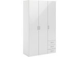 Kleiderschrank HOME AFFAIRE "Space Drehtürenschrank, Aufbewahrung Kasten Schrank Stauraum", weiß (weiß hochglanz), B:115,8cm H:200,4cm T:49,5cm, Holzwerkstoff, Schränke, Kleiderschrank, Breite 78, 115,8 oder 154 cm, mit je 3 Schubkästen, innen Einlegeböden