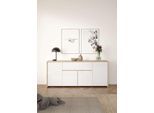 Sideboard HOME AFFAIRE "Next Anrichte, Kommode, Stauraum", braun (jackson hickory, weiß hochglanz), B:197,1cm H:83,8cm T:48,1cm, Holzwerkstoff, Sideboards, Sideboard, 4 Türen, 1 Schublade, Breite 197 cm