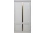 Garderobenschrank WOOOD "Organize FSC-Kiefernholz mit Zierleisten-Türen und Metallgriffen", grau, B:110cm H:215cm T:62cm, Holzwerkstoff, Schränke, Garderobenschrank, H 215 x B 110 x T 62 cm, Wandbefestigung empfohlen, pfleigleicht