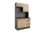 P & B Buffet, Anthrazit, Eiche Artisan, Holzwerkstoff, 2 Fächer, 3 Schublade(n) Schubladen, 120x211x60 cm, Beimöbel erhältlich, Küchen, Küchenmöbel, Buffetschränke