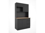 P & B Buffet, Schwarz, Eiche, Holzwerkstoff, 2 Fächer, 3 Schublade(n) Schubladen, 120x211x60 cm, Beimöbel erhältlich, Küchen, Küchenmöbel, Buffetschränke