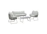 Ambia Garden Gartenset, Creme, Beige, Metall, Glas, Textil, 4-teilig, Füllung: Polyester, UV-beständig, Tisch mit Glasplatte, Gartenmöbel, Gartenmöbel-Sets