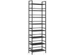 PBJ Schuhregal, Schwarz, Metall, 8 Fächer, 59x196x30 cm, Garderobe, Schuhaufbewahrung, Schuhregale