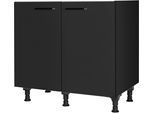 Spülenschrank NOBILIA "MIAMI", vormontiert, mit höhenverstellbaren Sockelfüßen", schwarz (front: schwarz supermatt korpus: schwarz), B:90cm H:87cm T:58,3cm, Schränke, Spülenschrank, Breite 90 cm