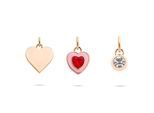 Anhänger Set TAMARIS "Schmuck Geschenk 3er Anhänger Bundle, Herzen", roségoldfarben, kristallweiß, rot, kristallweiß, rot, Schmuckanhänger, Damen, Edelstahl, 4,9 g, mit Glasstein und Emaille