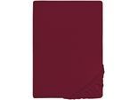 Spannbettlaken BIBERNA "Marc", rot (burgund), L:200cm, Jersey, Obermaterial: 100% Baumwolle, Bettlaken, Spannbettlaken, aus Baumwolle, für Matratzen bis 22 cm Höhe, Bettlaken, Spannbetttuch