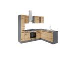P & B , Anthrazit, Eiche Artisan , Holzwerkstoff , 2 Schublade(n) Schubladen , seitenverkehrt montierbar, L-Form, nur wie online abgebildet bestellbar , B , 250x175 cm ,