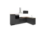 P & B , Schwarz , Holzwerkstoff , 4 Schublade(n),1 Schublade(n) Schubladen , seitenverkehrt montierbar, L-Form, nur wie online abgebildet bestellbar , A , 320x175 cm , Küche, Küchenblöcke, Eckküchenblöcke