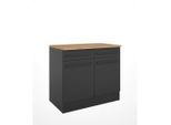 Mid.you Schubkastenunterschrank , Schwarz , Holzwerkstoff , 2 Fächer , 2 Schublade(n) Schubladen , 100x90x60 cm , Küchen, Küchenmöbel, Küchenschränke, Küchenunterschrank