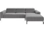 Ecksofa HOME AFFAIRE "Ecksofa, L-Form, incl. Kopfteilverstellung, Breite 258 cm", grau (platin), B:258cm H:71cm T:183cm, 100% Polyester, Sofas, Ecksofa, wahlweise elektrische Sitztiefenverstellung