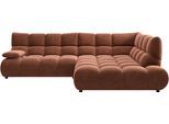 Ecksofa HOME AFFAIRE "Cozy Bubble, mit klappbarer Armlehne, Breite 289 cm", braun (rusty), B:289cm H:85cm T:215cm, 100% Polyester, Sofas, Ecksofa, mit eleganter Steppung, Rundumbezug & weicher Polsterung