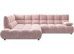 Ecksofa HOME AFFAIRE "Cozy Bubble, mit klappbarer Armlehne, Breite 289 cm", rosa (rosewood), B:289cm H:85cm T:215cm, 100% Polyester, Sofas, Ecksofa, mit eleganter Steppung, Rundumbezug & weicher Polsterung
