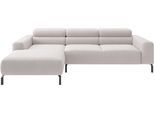 Ecksofa HOME AFFAIRE "Ecksofa, L-Form, incl. Kopfteilverstellung, Breite 258 cm", beige (weiß), B:258cm H:71cm T:183cm, 100% Polyester, Sofas, Ecksofa, wahlweise elektrische Sitztiefenverstellung