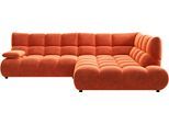 Ecksofa HOME AFFAIRE "Cozy Bubble, mit klappbarer Armlehne, Breite 289 cm", orange (aperol), B:289cm H:85cm T:215cm, 100% Polyester, Sofas, Ecksofa, mit eleganter Steppung, Rundumbezug & weicher Polsterung
