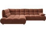 Ecksofa HOME AFFAIRE "Cozy Bubble, mit klappbarer Armlehne, Breite 289 cm", braun (rusty), B:289cm H:85cm T:215cm, 100% Polyester, Sofas, Ecksofa, mit eleganter Steppung, Rundumbezug & weicher Polsterung
