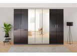 Kleiderschrank OTTO HOME "Mehrzweckschrank Aktenschrank Möbel Mietswohnung Schlafzimmer KOLUNA", grau (graumetallic, hochglanz effektgrau), B:315cm H:210cm T:54cm, Holzwerkstoff, Schränke, Kleiderschrank, mit Spiegel, inkl. 2 Innenschubladen sowie extra Böden MADE IN GERMANY