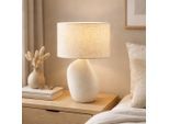 OTTO HOME Tischleuchte "Nyllor", beige, 1, Ø 25cm H: 38cm, 1 Stk., Leuchten, Keramikfuß organische Form mit Textilschirm, 38 cm Höhe, 25 cm Ø, Tischleuchte