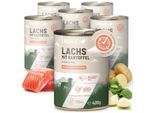 REAVET Hundenassfutter - Lachs mit Kartoffeln an Spinat & Birne | 6 x 400g