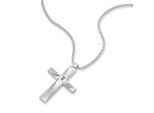 Kette mit Anhänger POLICE "Contorto Kreuz", silber (edelstahlfarben, schwarz), Halsketten, Herren, Edelstahl, L: 55 B: 1,5mm, B:1,5mm