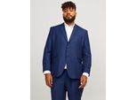 Sakko "JPRSOLARIS BLAZER NOOS PLS", Herren, Gr. 70, blau (medieval blau), Web, Obermaterial: 59% Polyester, 24% Wolle, 16% Viskose, 1% Elasthan, JACK & JONES PLUSSIZE, unifarben, slim fit, Sakkos Sakko