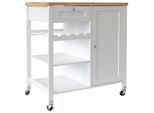Mid.you Servierwagen, Weiß, Holz, Holzwerkstoff, Kautschukholz, vollmassiv, 1 Schublade(n) Schubladen, rechteckig, Rollen, 80x89x47 cm, einfacher Aufbau, Esszimmer, Barmöbel, Barwagen