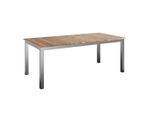 Amatio Pro Gartentisch, Natur, Edelstahl, Holz, Metall, Recyclingholz, Teakholz, massiv, rechteckig, eckig, 100x76x200 cm, Gartenmöbel, Gartentische, Gartentische