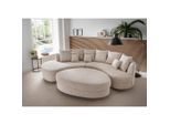 Livetastic Wohnlandschaft, Beige, Kunststoff, 4-Sitzer, Füllung: Schaumstoff, Ottomane links, organische Form, 300x160 cm, Made in EU, seitenverkehrt erhältlich, Rücken echt, Wohnzimmer, Sofas & Couches, Wohnlandschaften, Ecksofas