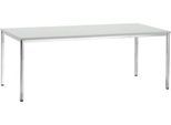 Konferenztisch, bis 6 Personen, Rechteck, 4-Fuß Quadratrohr, B 2000 x T 800 x H 720 mm, lichtgrau/chromsilber