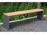 Parkbank, Edelstahl/Garapaholz, witterungsbeständig, B 2000 x T 300 x H 400 mm, moonstone-grau