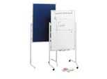 MAUL Moderationstafel Pro, Textil, blau/Whiteboard + Moderationskarten-Set mit 360 Karten und 200 Pin-Nadeln